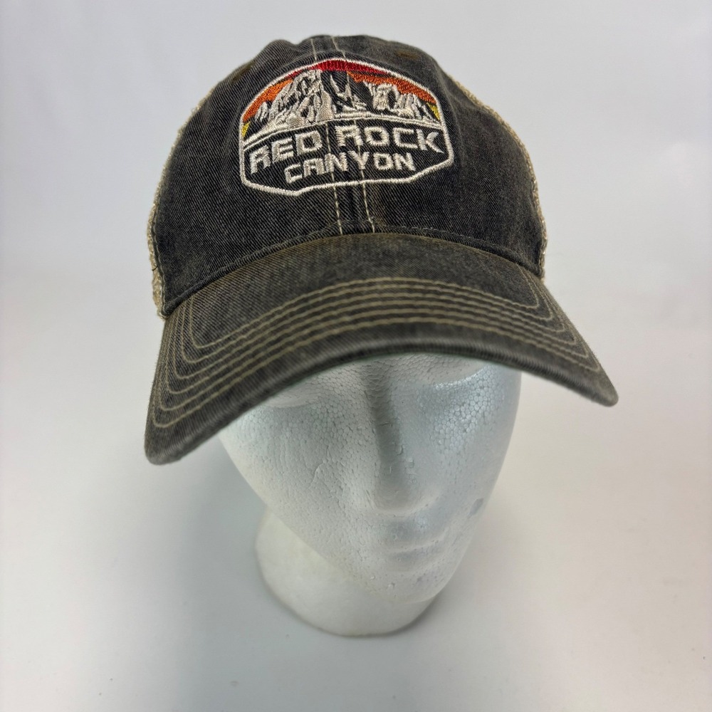 Headmost Red Rock Canyon Trucker Hat Mens OSFA Black Tan Las Vegas Cap FLAW READ
